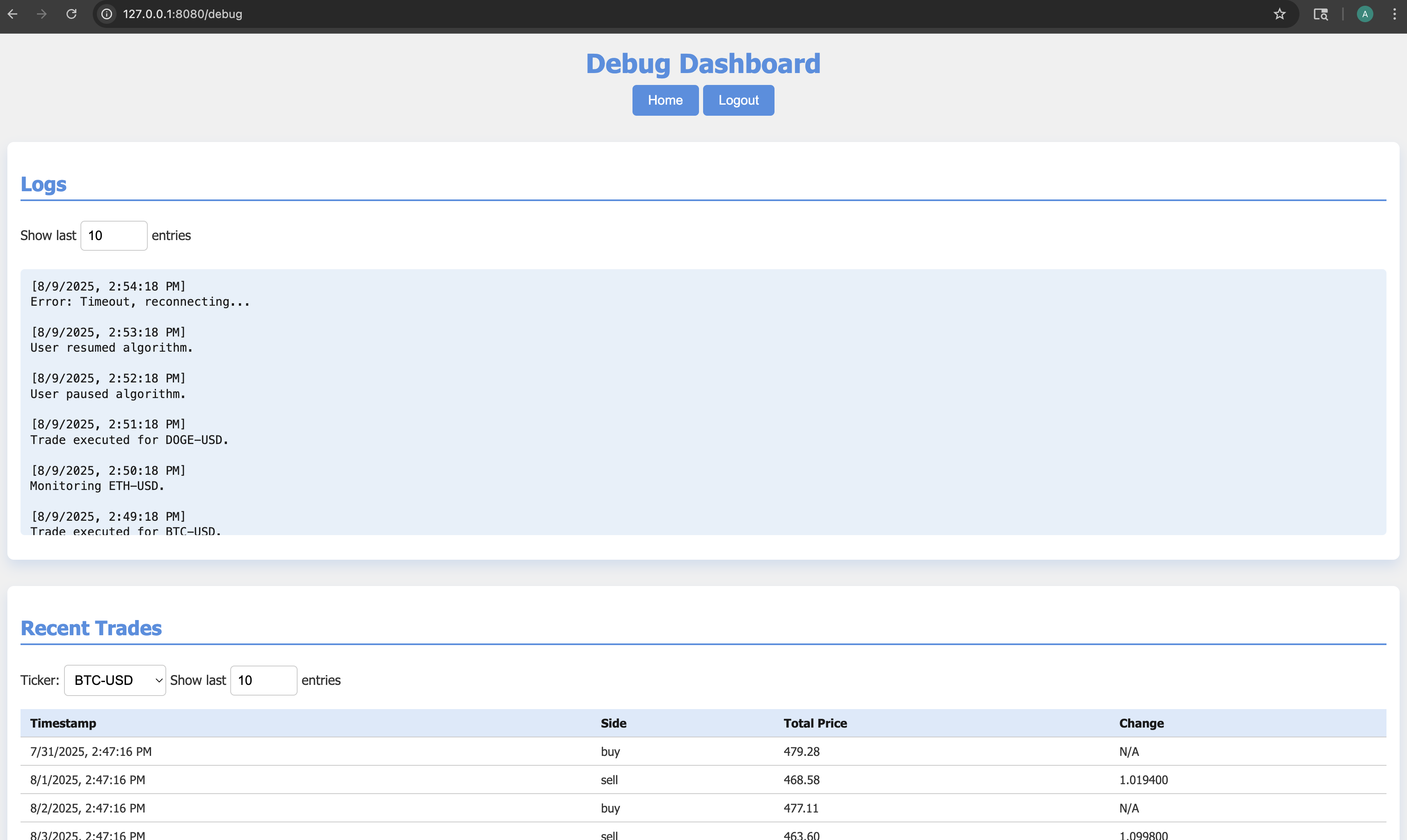 Debug Dashboard 1